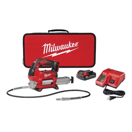 Milwaukee Tool M18 Cordless 2-Speed Grease Gun Batt Kit MLW2646-21CT